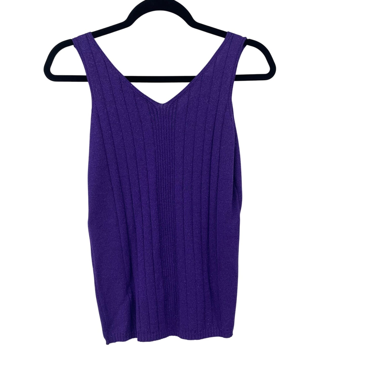 Escada Purple Metallic Ribbed Knit Tank Top Womens 40 / US 10