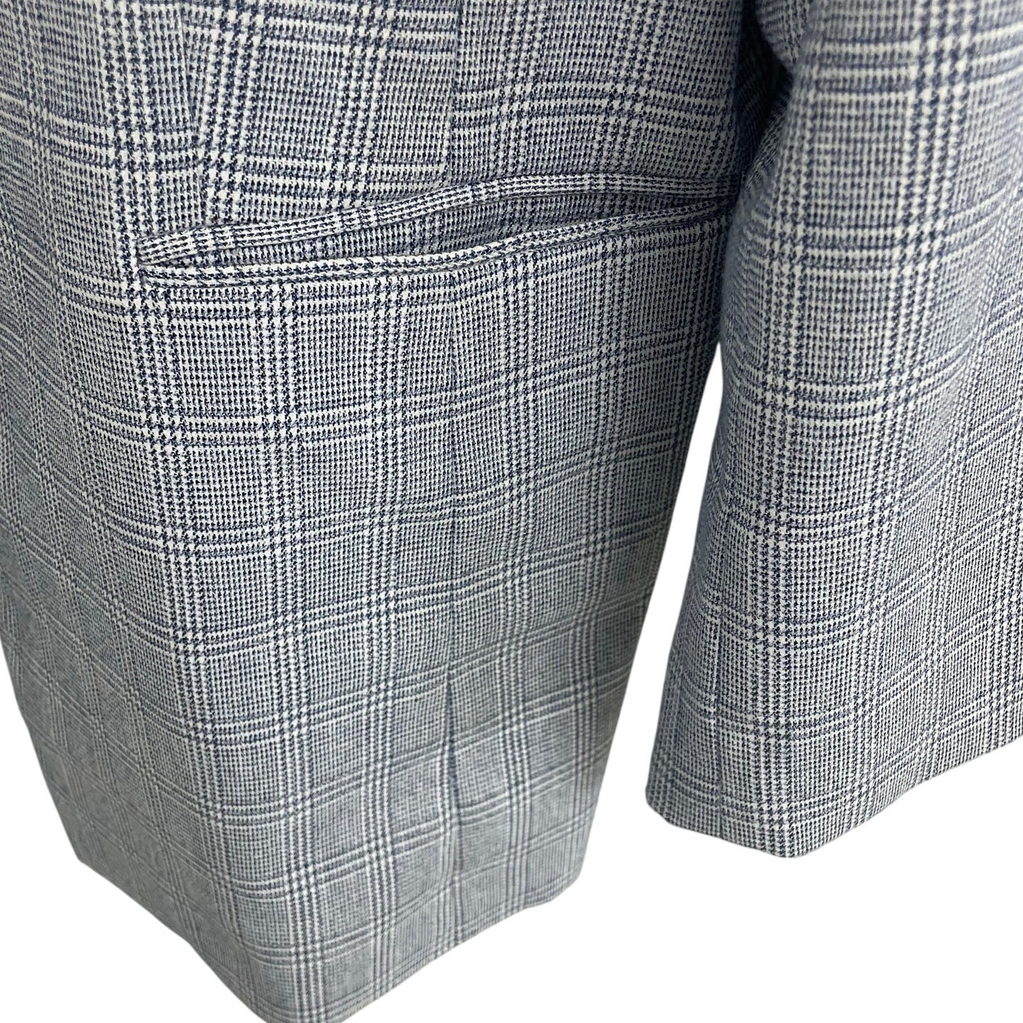 Talbots Spring Glen Plaid Blazer Jacket Blue White Womens Plus Size 16
