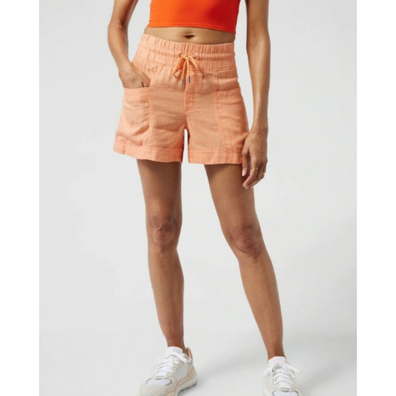 Athleta Light Orange Elastic Waist Drawstring Cabo Linen 4” Short Womens Size 6