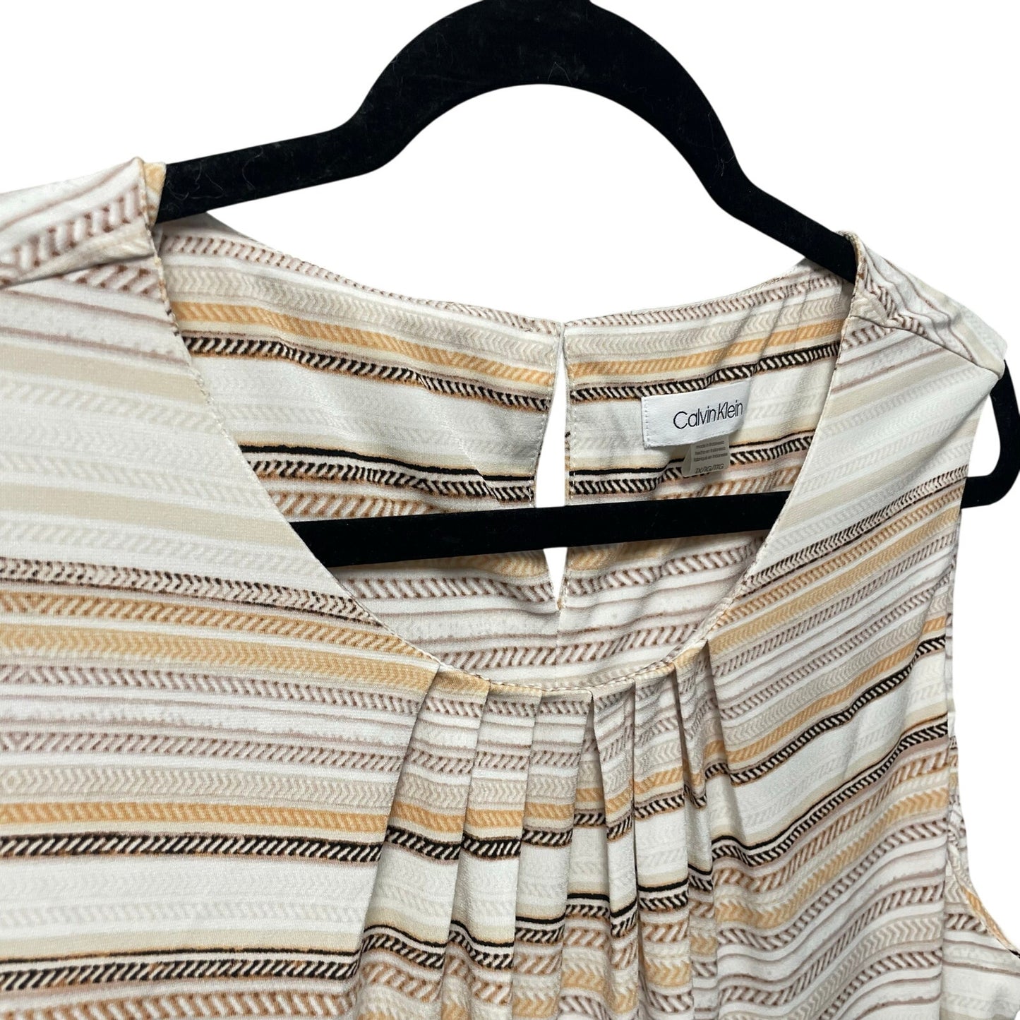 Calvin Klein Neutral Striped Sleeveless Top Womens Plus Size 1X