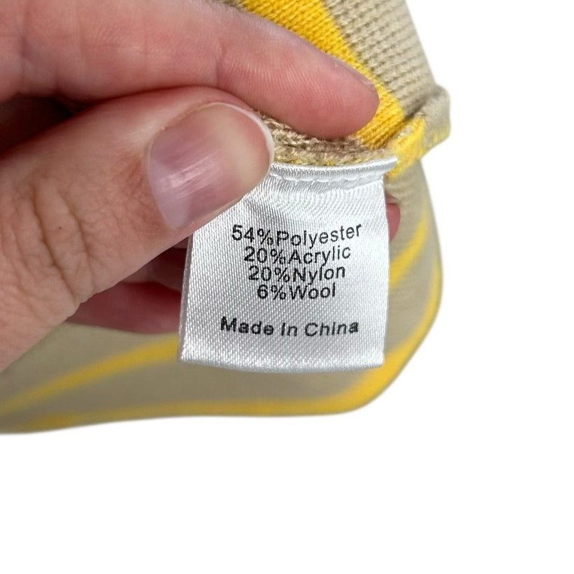 Tuckernuck Yellow Tan Chai Stripe Lauren Cardigan Sweater Womens Size Small