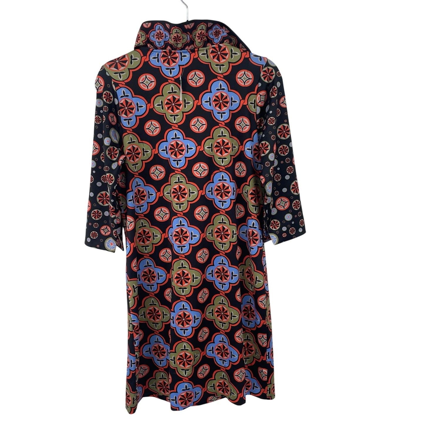 Gretchen Scott Jersey Ruffneck Dress Sundial Black Multicolor Womens Large