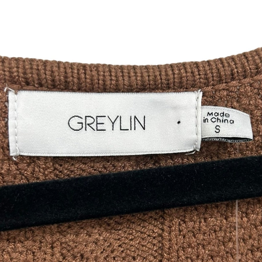 NWT Greylin Anthropologie Brown Wrap Long Sleeve Sweater Dress Womens Small