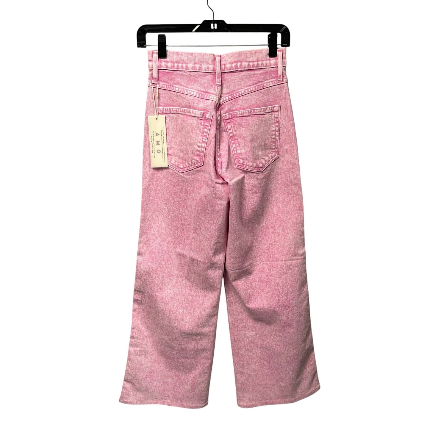 NWT Amo Peony Pink Frida High Rise Wide Leg Long Inseam Jeans Womens 24