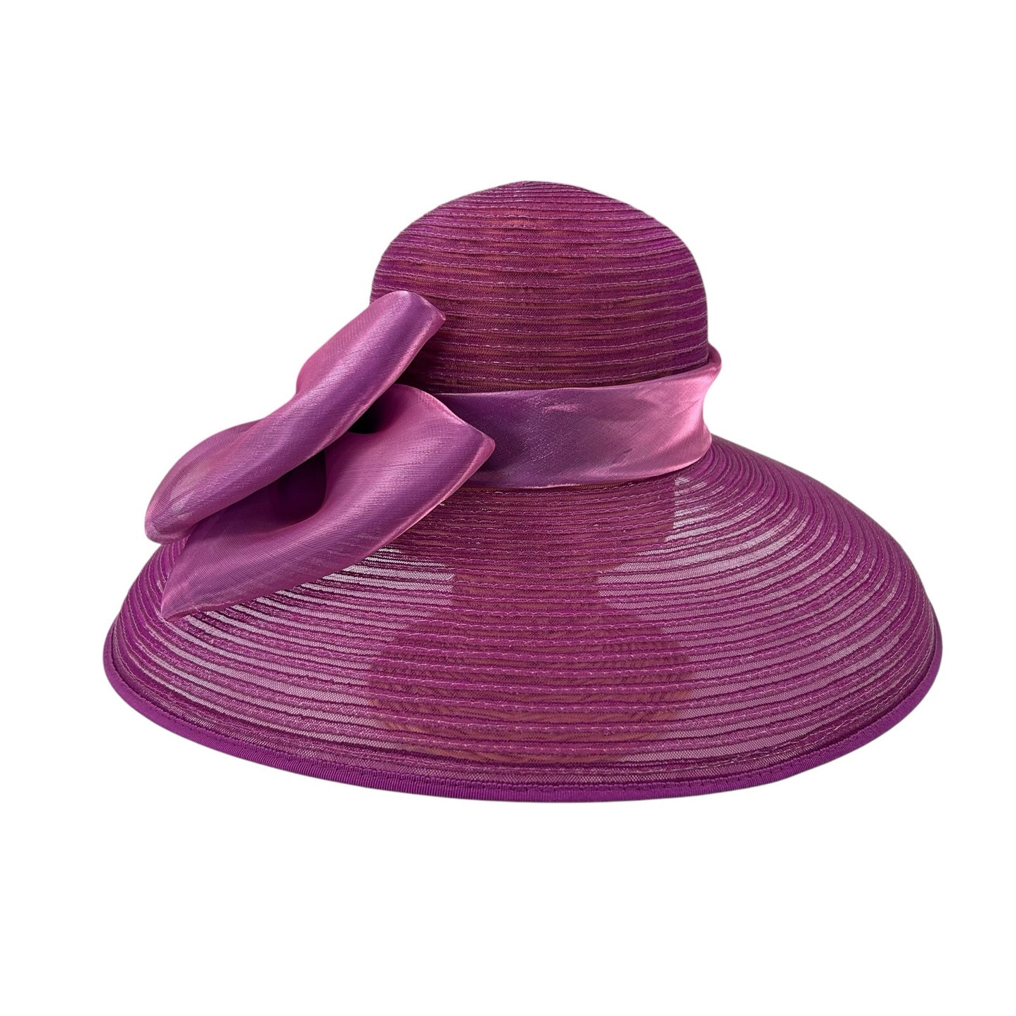 Scala Collezione Purple Satin Bow Derby / Easter / Church Hat One Size