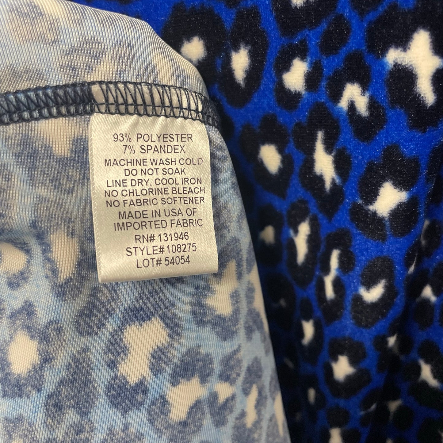 NWT Jude Connally Sadie Mini Dress Royal Blue Navy Velour Leopard Print Large