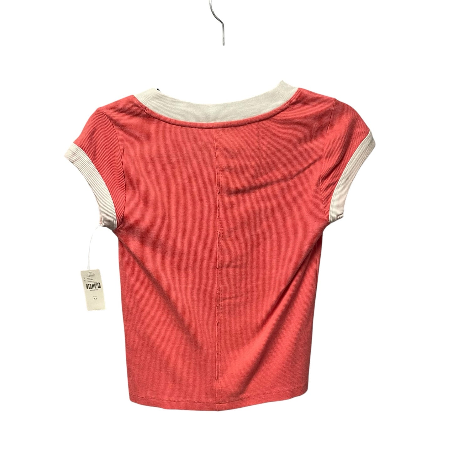 NWT Anthropologie Pilcro Boxy V Neck Tee Coral White Womens XS