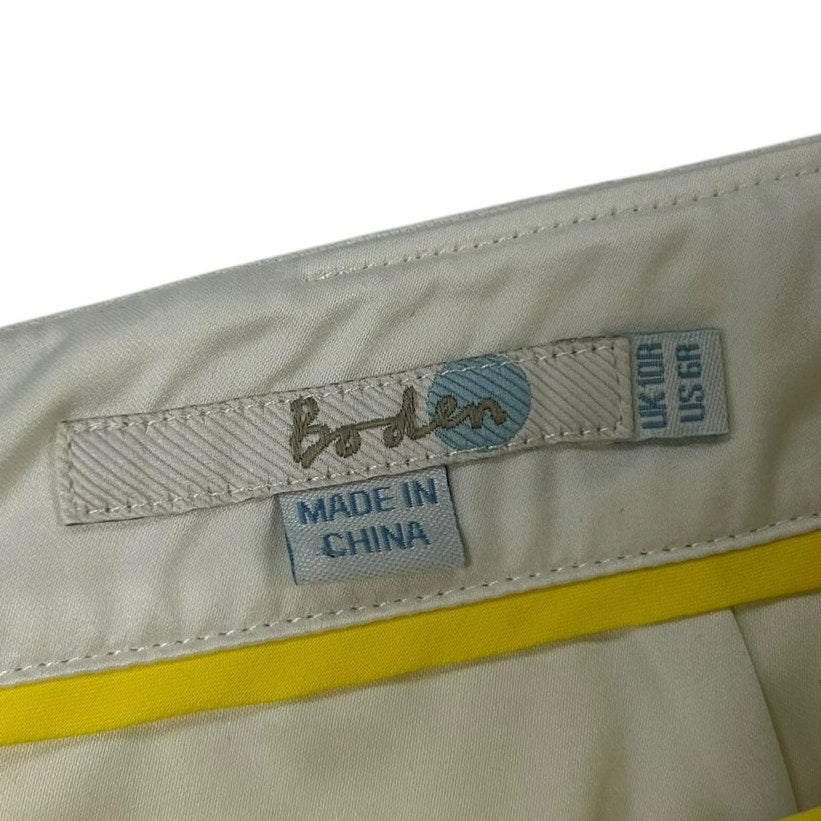 Boden Neon Yellow White Floral Embroidered A Line Mini Skirt Womens 6