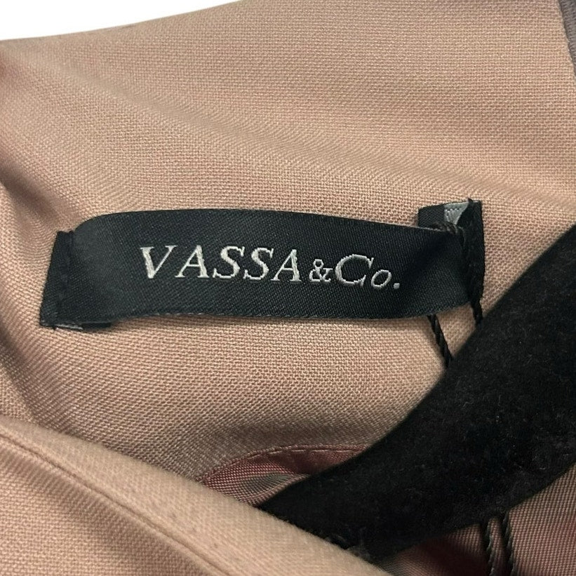 NWT $368 Vassa & Co Nude Long Sleeve Zip Back High Collar Top Womens Size US 8