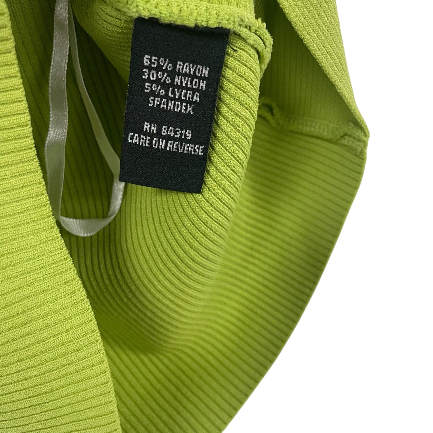 Y2K Cyrus V Neck Sleeveless Ribbed Knit Low Cut Tank Top Green Size Petite Small