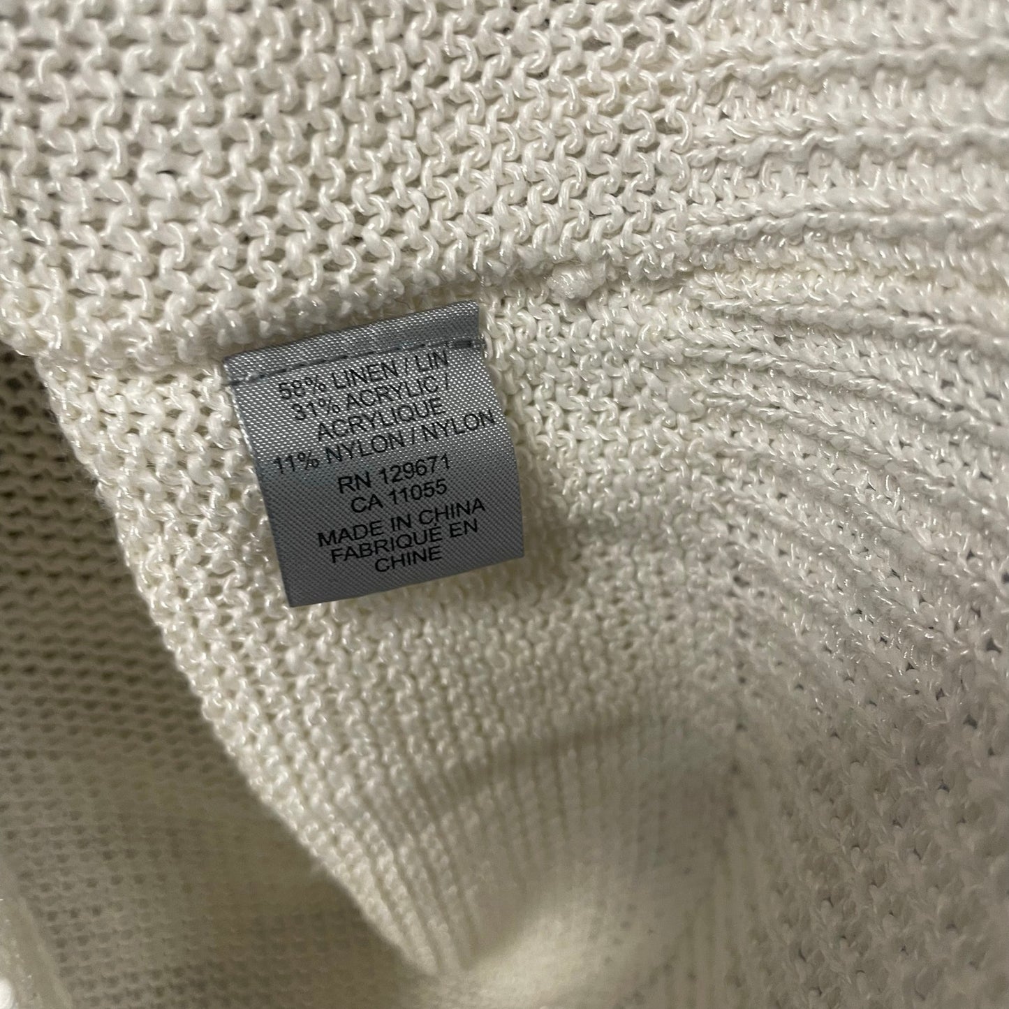 Revolve 360 Sweater Linen Blend Knit Life's A Beach Ivory and Indigo Womens XS