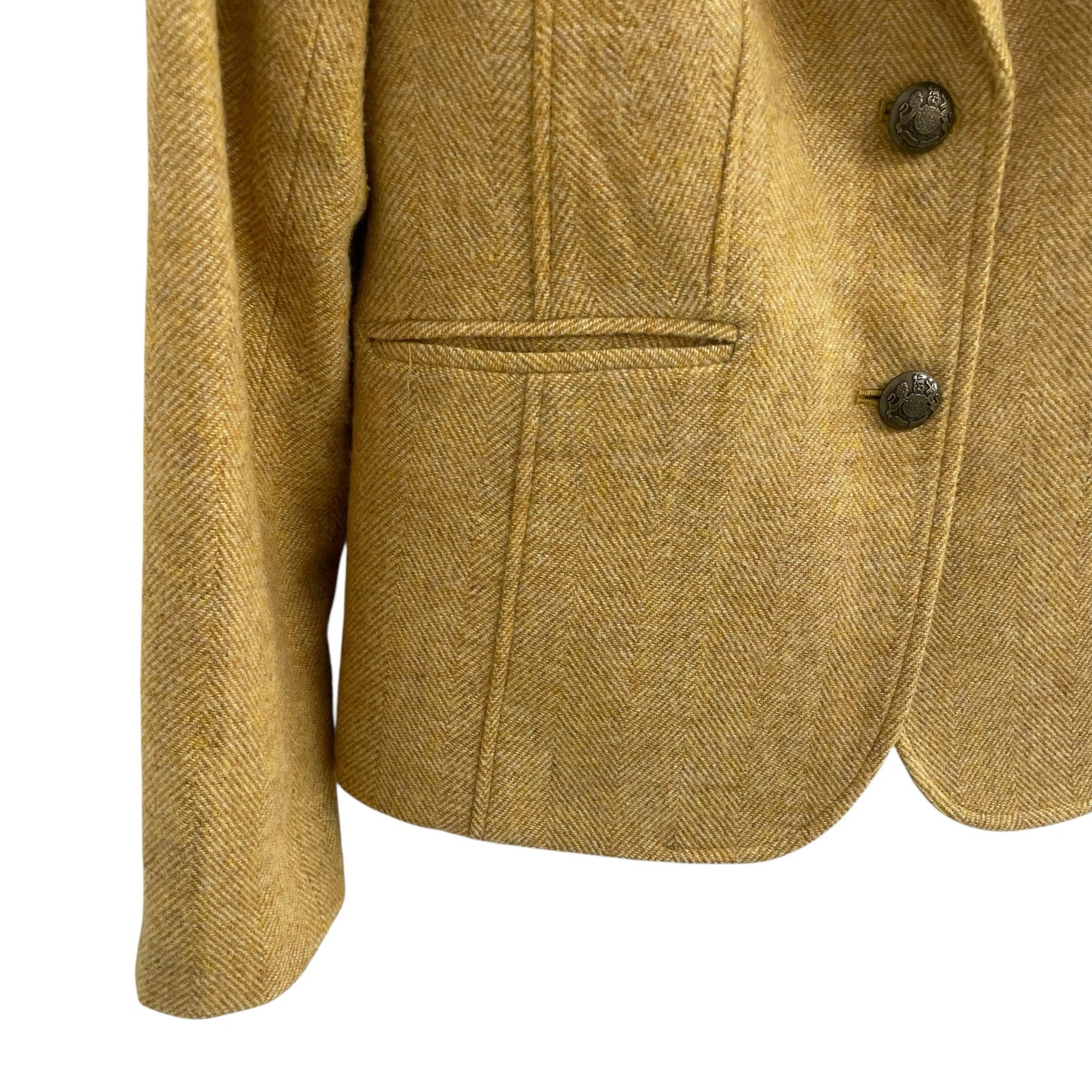 Talbots Button Front Wool Blend Blazer Jacket Dark Yellow Womens Size 2