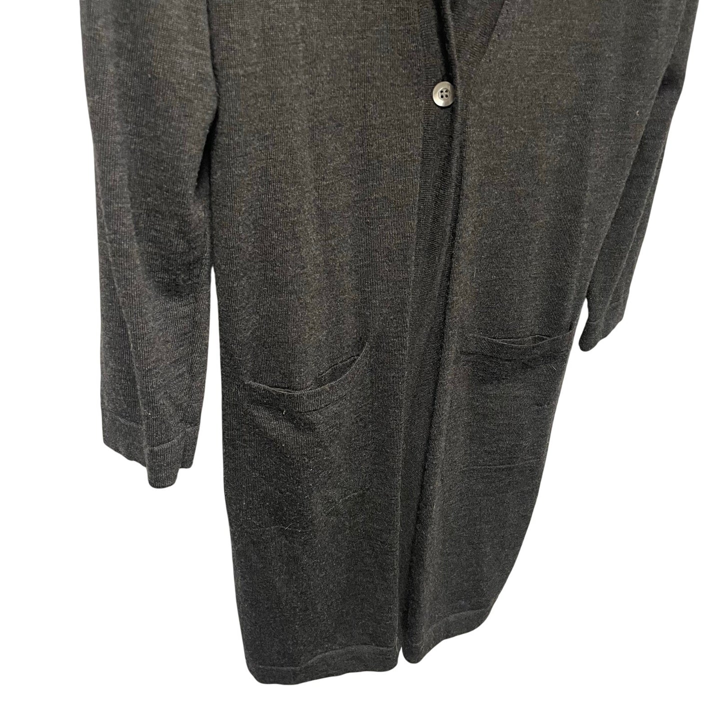 Eileen Fisher Pure Merino Wool Button Front Duster Cardigan Dark Gray Size Large