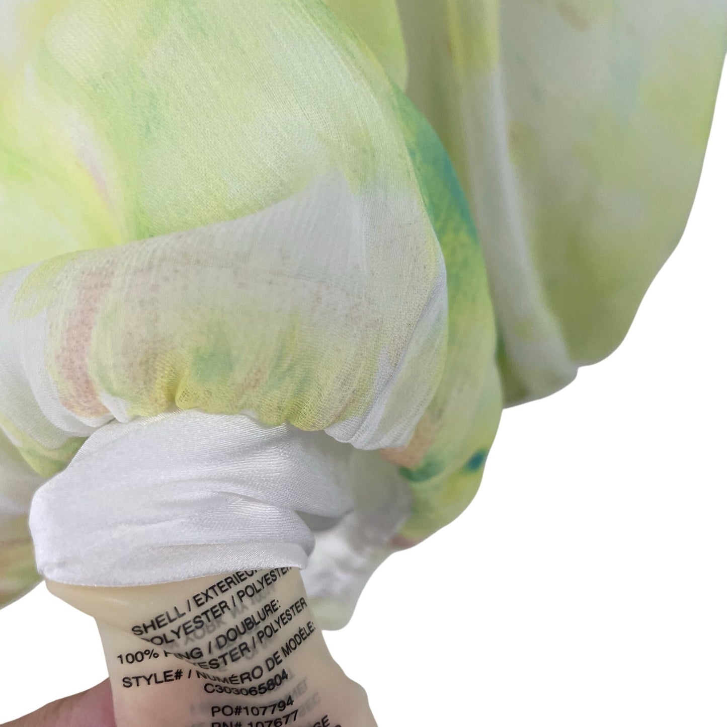 Alice + Olivia Sheer Sleeve Yellow Green Tie Dye Blouse Womens Small
