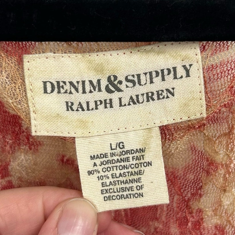 Denim & Supply Ralph Lauren Y2K Red Tank Lace Floral Print Top Womens Large