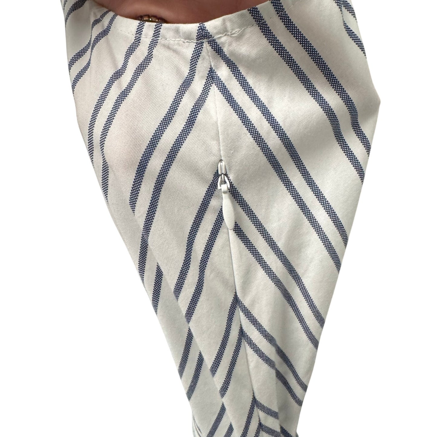 NWT Lafayette 148 White Blue Stripe Sleeveless Button Down Dress Womens X-Large