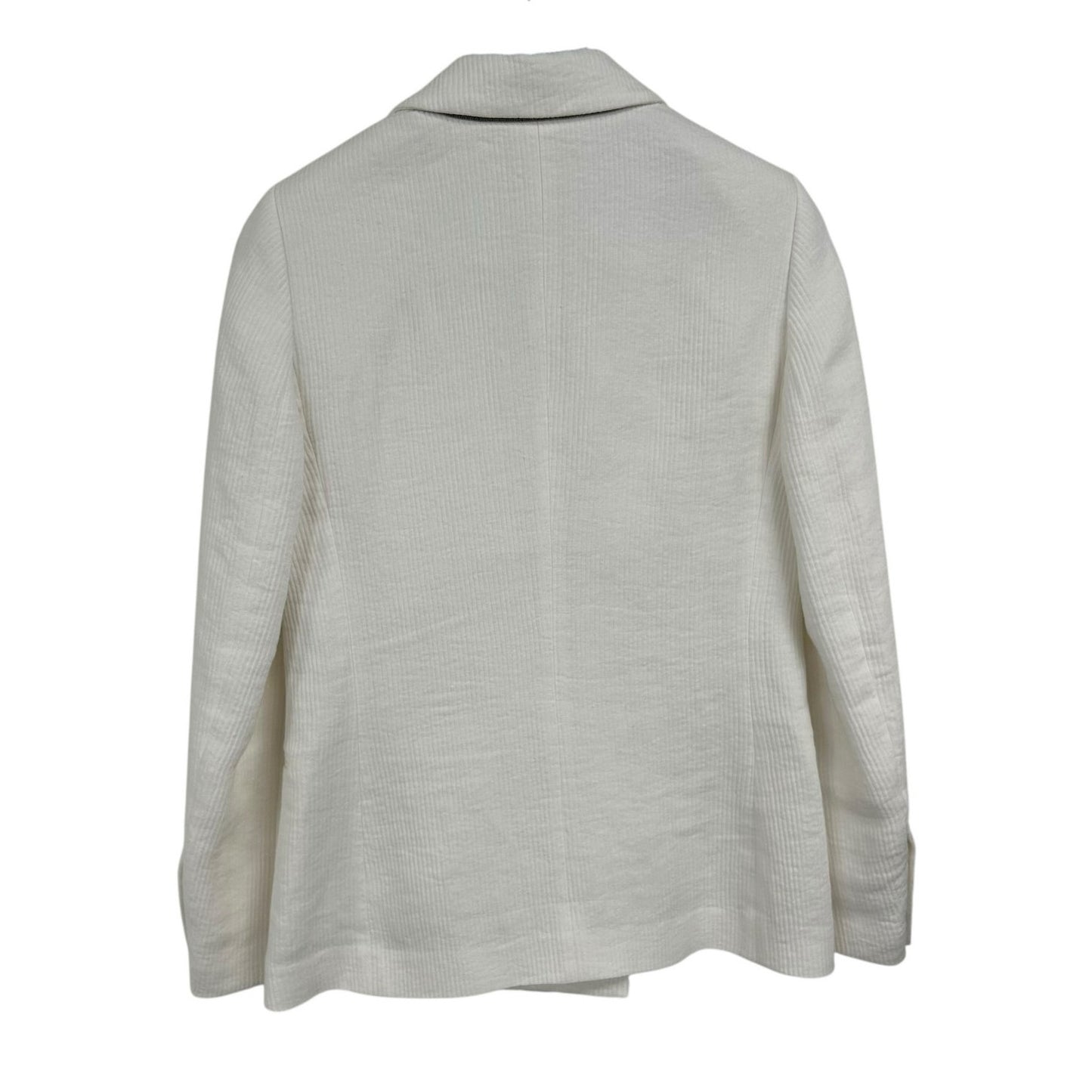 Brunello Cucinelli White Linen Blend Double Breasted Blazer Womens 38 / US 2