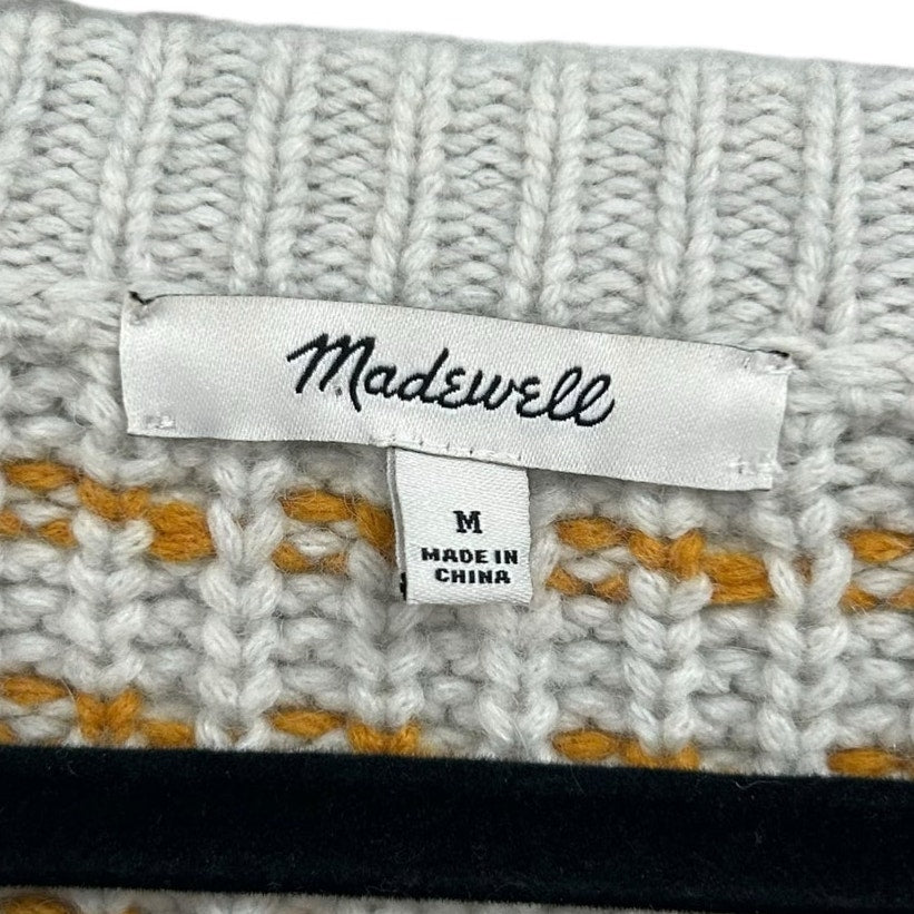 Madewell Heather Blizzard Striped Barfield Crop Fit Sweater Womens Medium