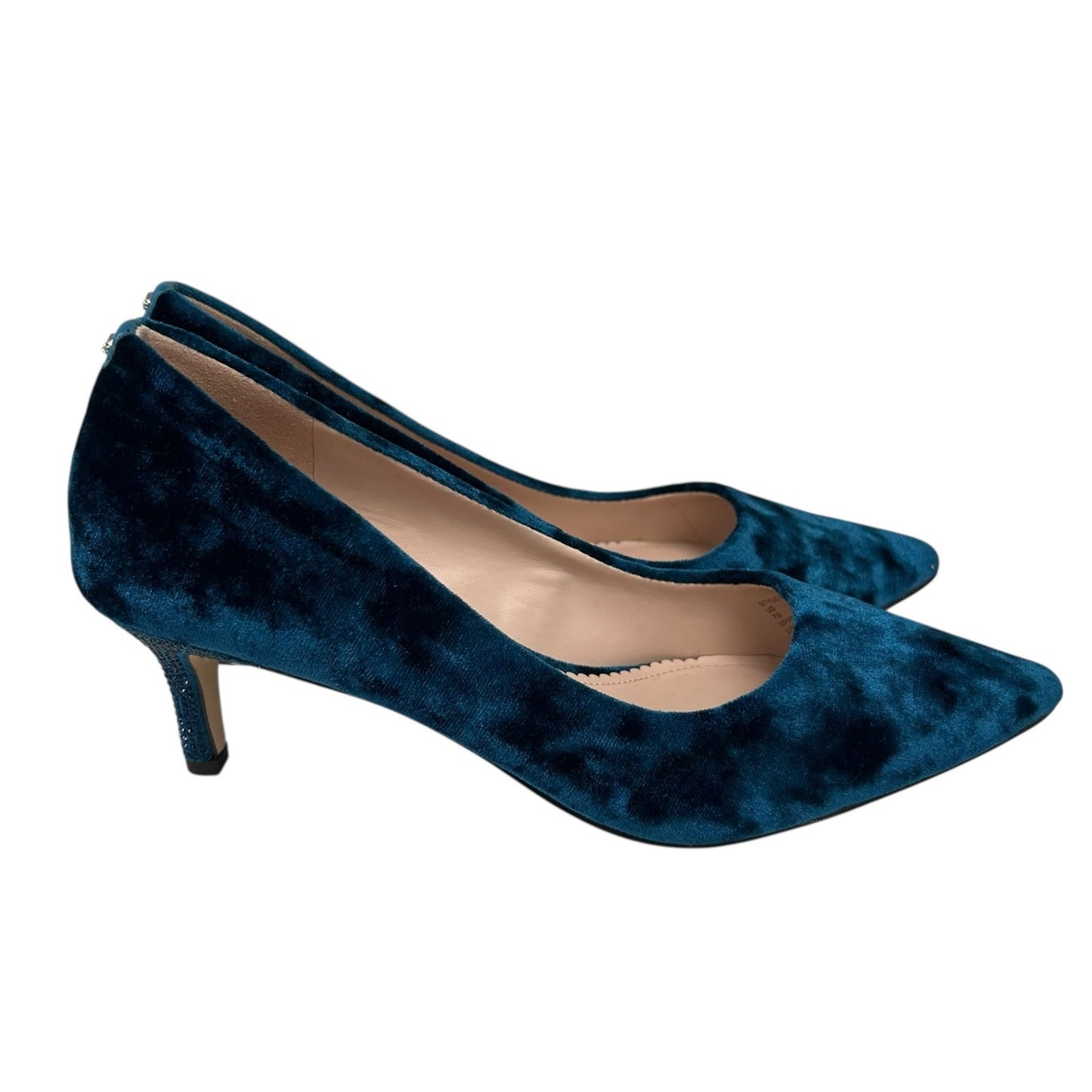 Kate Spade Blue Crystalline Crushed Velvet Rhinestone Heel Pumps Womens 7