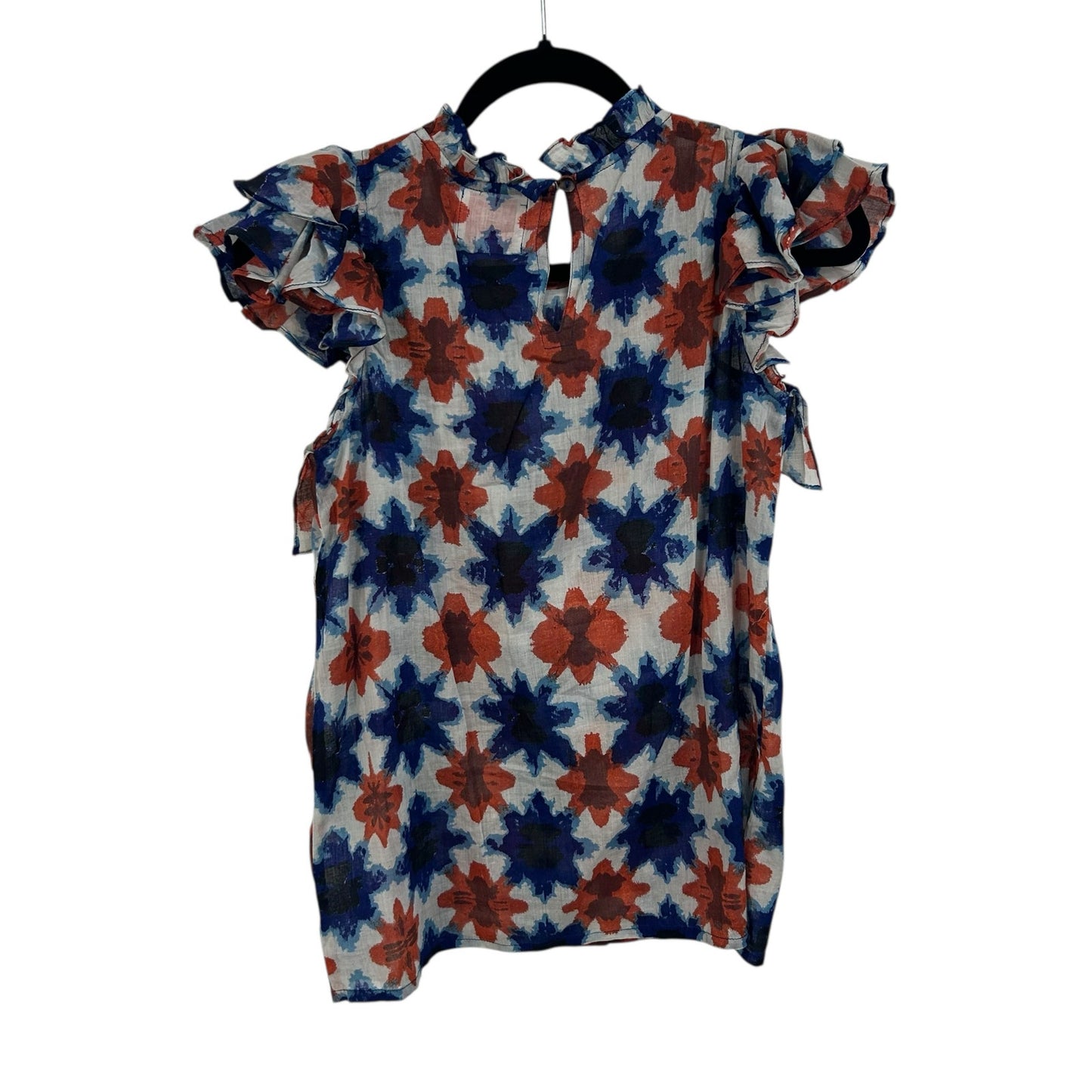 NWT Banjanan Shibori Clamp Dye Dusty Aqua Cotton Voile Klara Top Womens Small