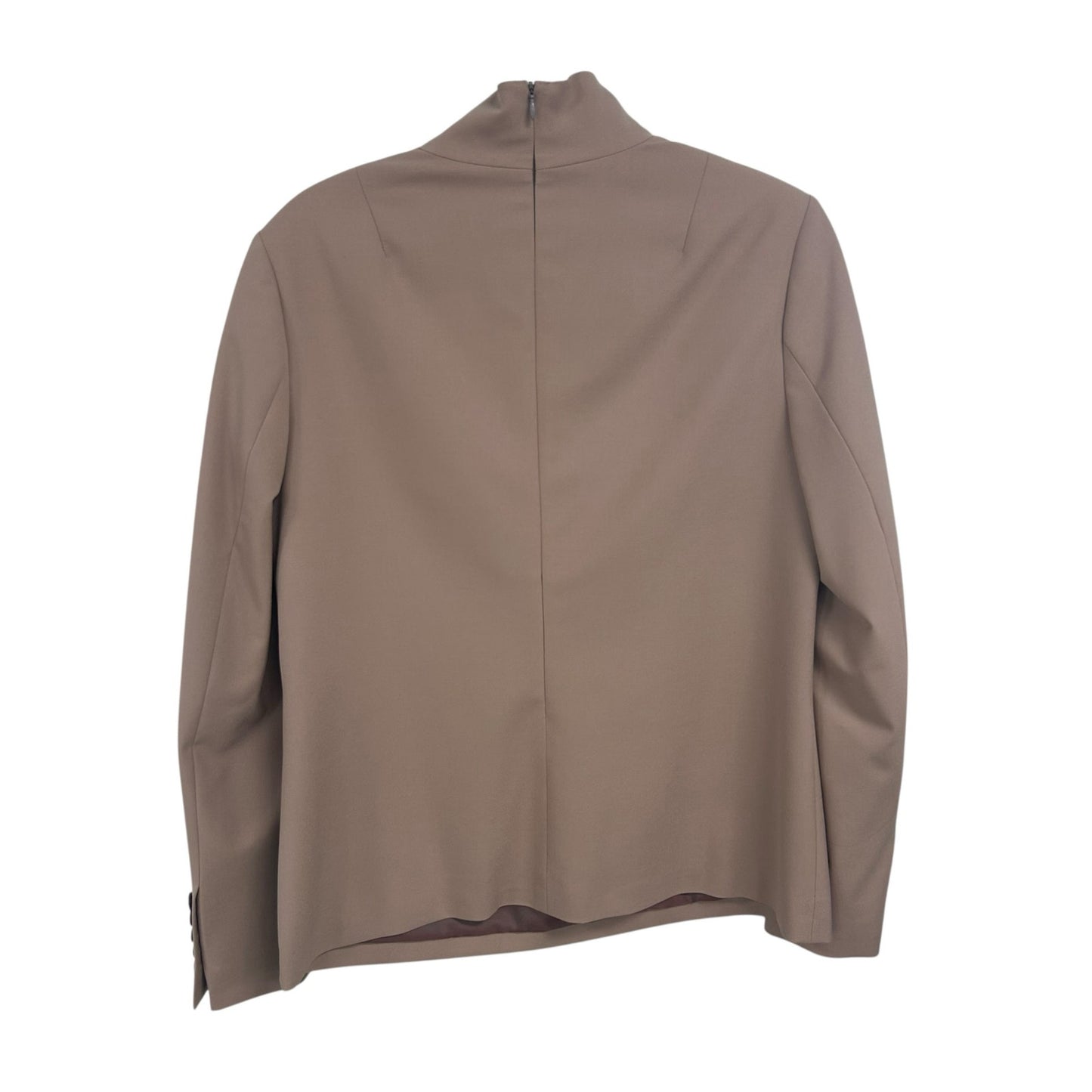 NWT $368 Vassa & Co Nude Long Sleeve Zip Back High Collar Top Womens Size US 8