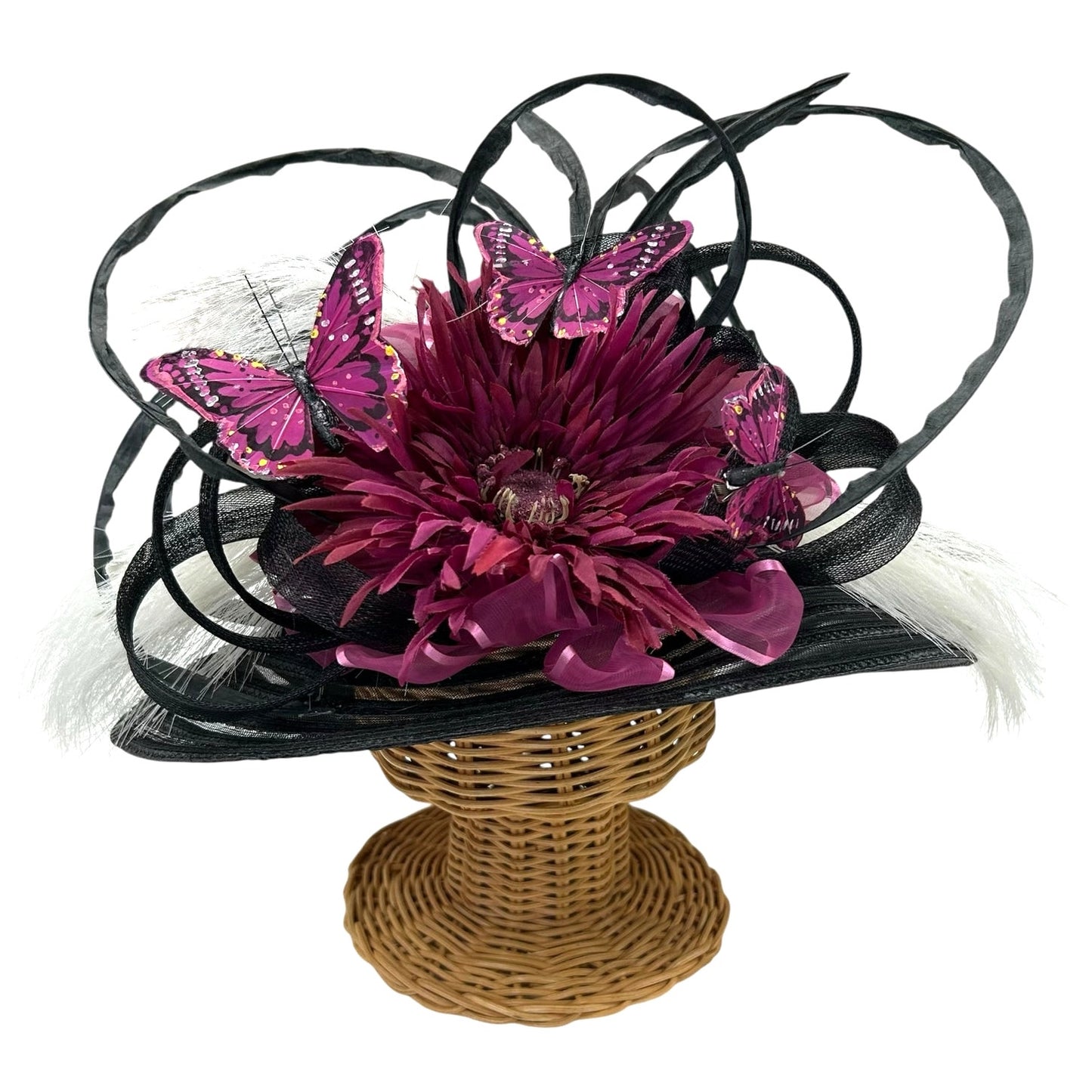 Hat Originals by Becky Black Purple Butterfly Embellished Derby Hat One Size