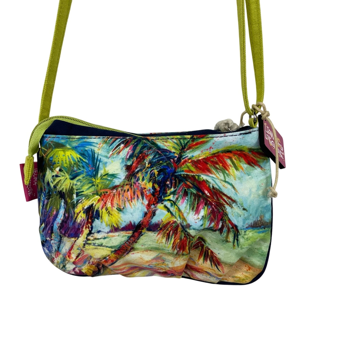 Leoma Lovegrove Multicolor Embellished Palm Tree Beach Scene Crossbody Handbag