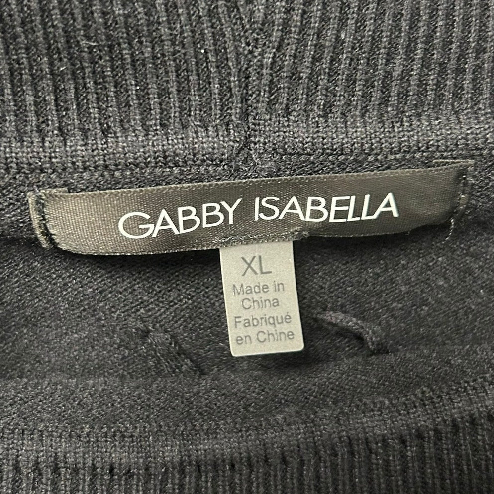 Gabby Isabella Black Fashionista Embroidered Cowl Neck Sweater Womens XL