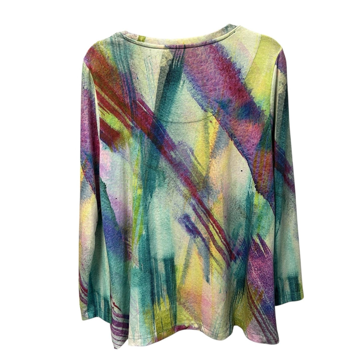 Soft Surroundings Dale Abstract Watercolor Long Sleeve Tunic Top Womens XL