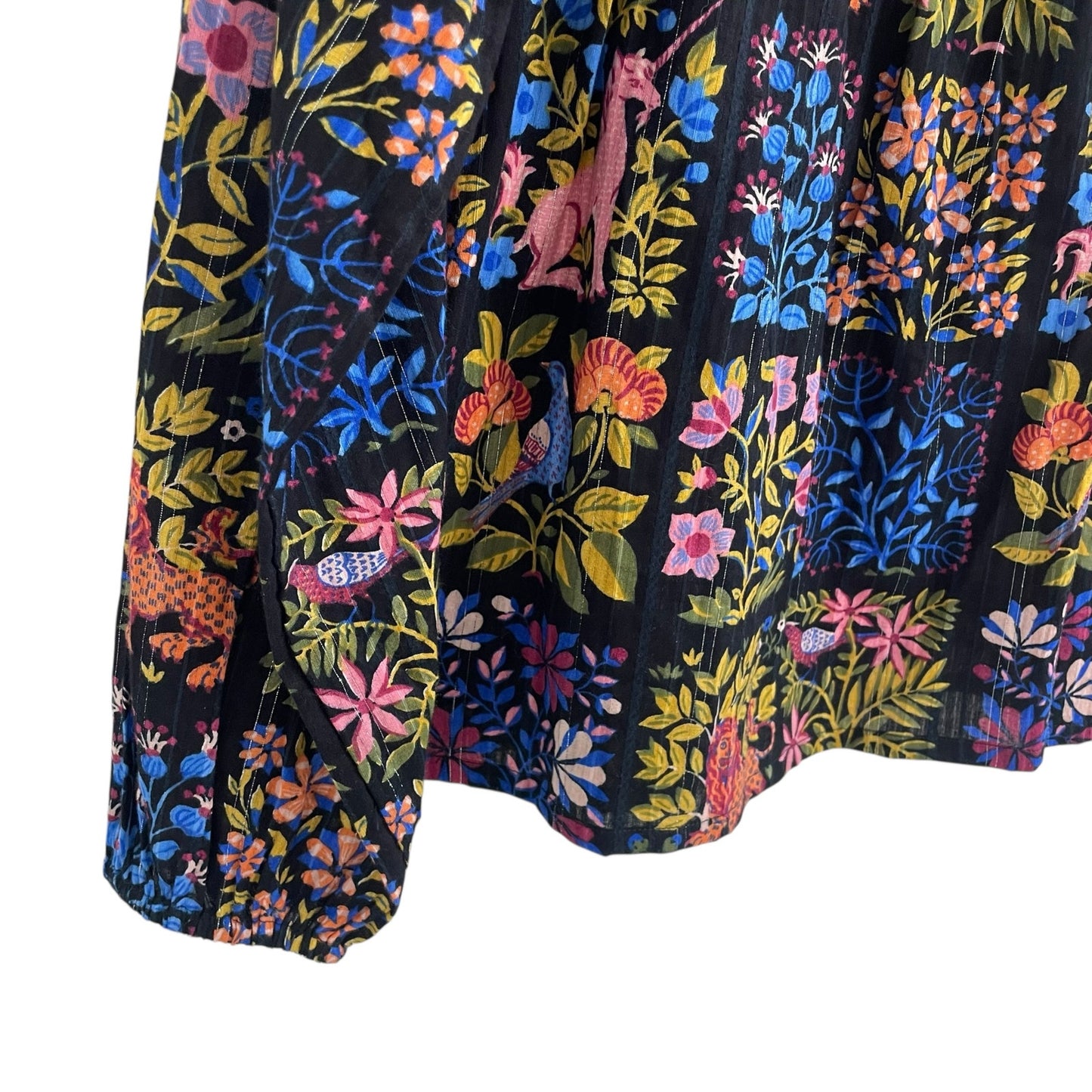 Printfresh Opening Day Patchwork Floral Multicolor Animal Print Top Womens XS