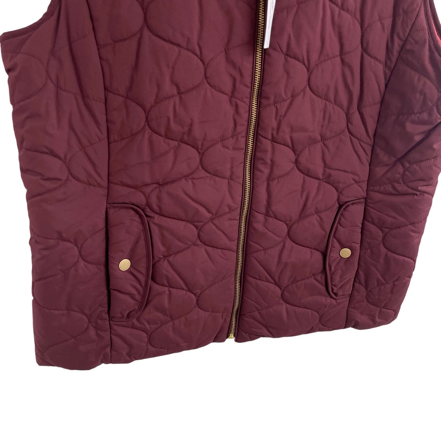 NWT Talbots Full Zip Reversible Vest in Rich Burgundy / Holly Berry Womens Large