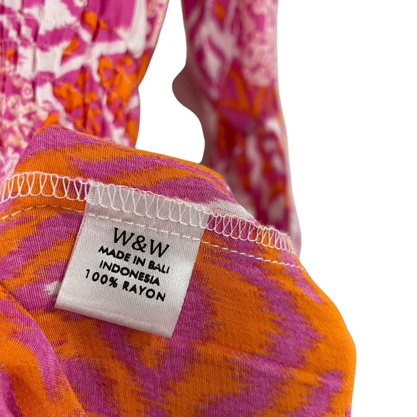 Walker & Wade Mia Dress in Flamingo Pink Orange Ikat Print Womens Medium