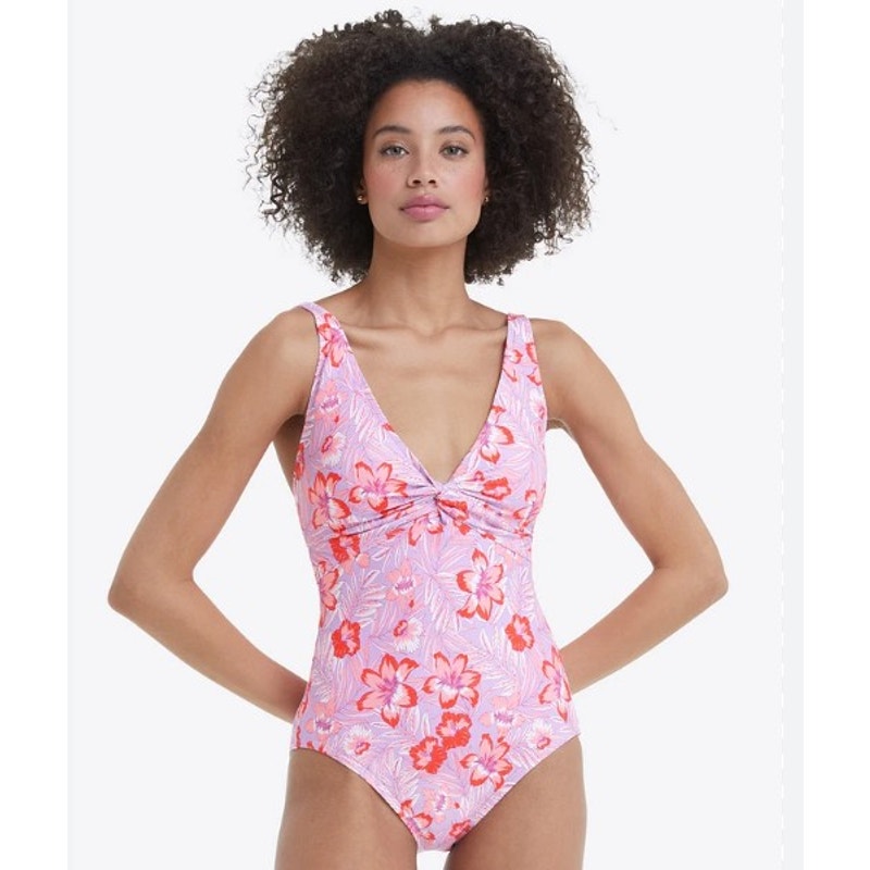 NWT Draper James Purple Twist Front One Piece UPF 50+ Bathing Suit Womens XS