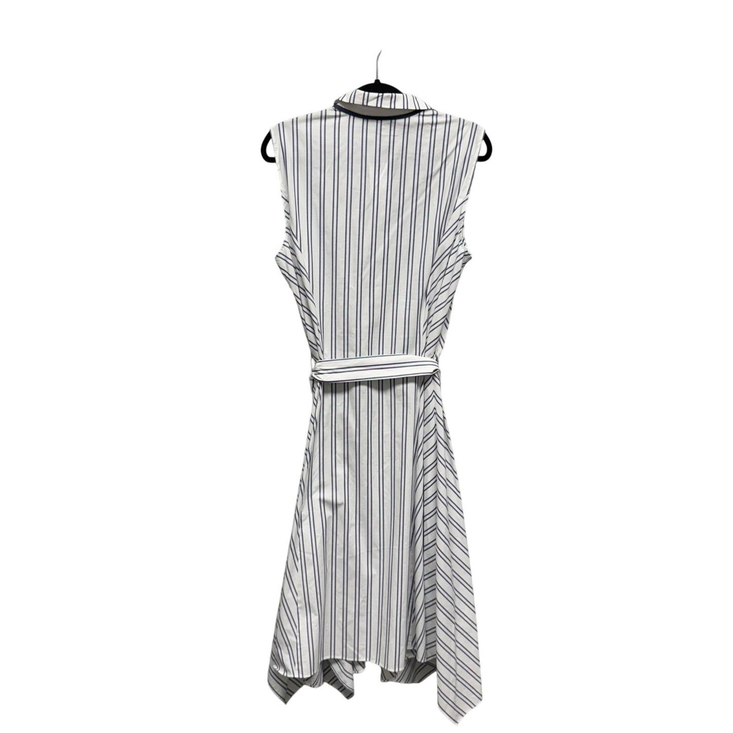 NWT Lafayette 148 White Blue Stripe Sleeveless Button Down Dress Womens X-Large