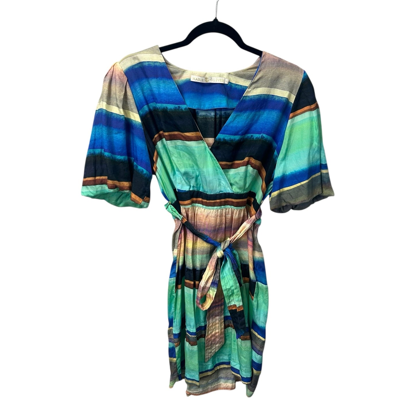 Marie Oliver Sante Fe Sunset Callie Belted Silk Blend Mini Dress Womens 8