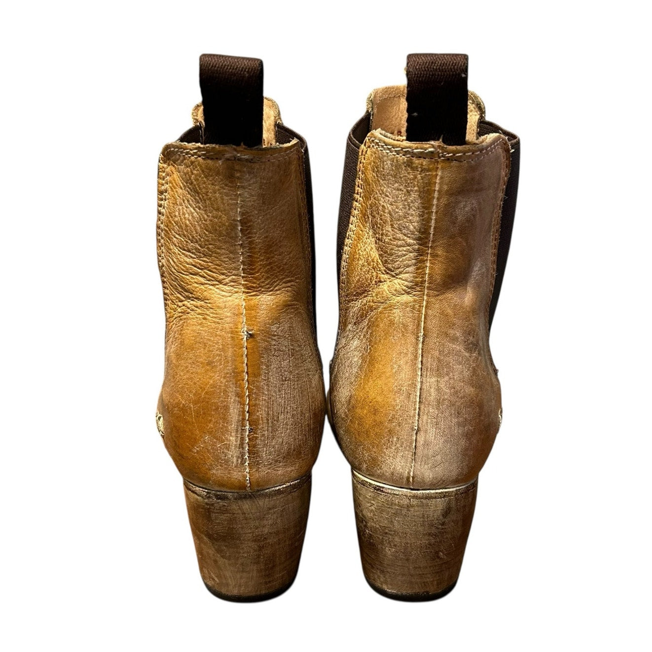 Bed Stu Tan Brown Leather Cobbler Chelsea Heeled Pull On Boots Womens Size 7