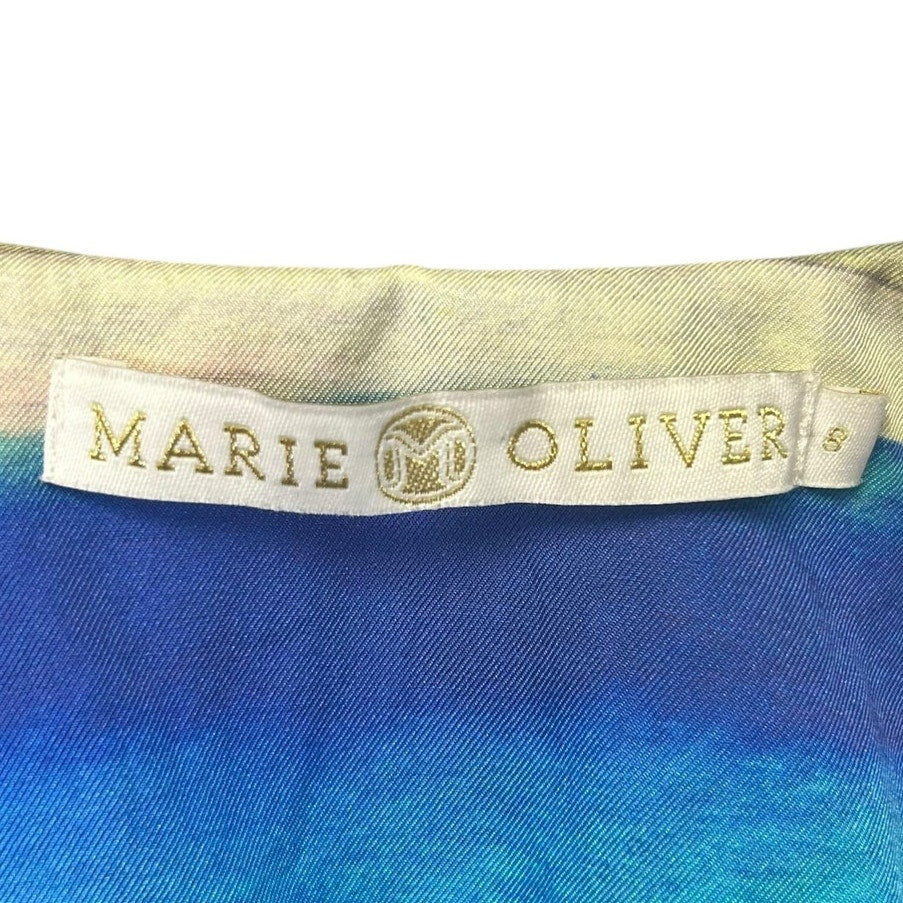 Marie Oliver Sante Fe Sunset Callie Belted Silk Blend Mini Dress Womens 8
