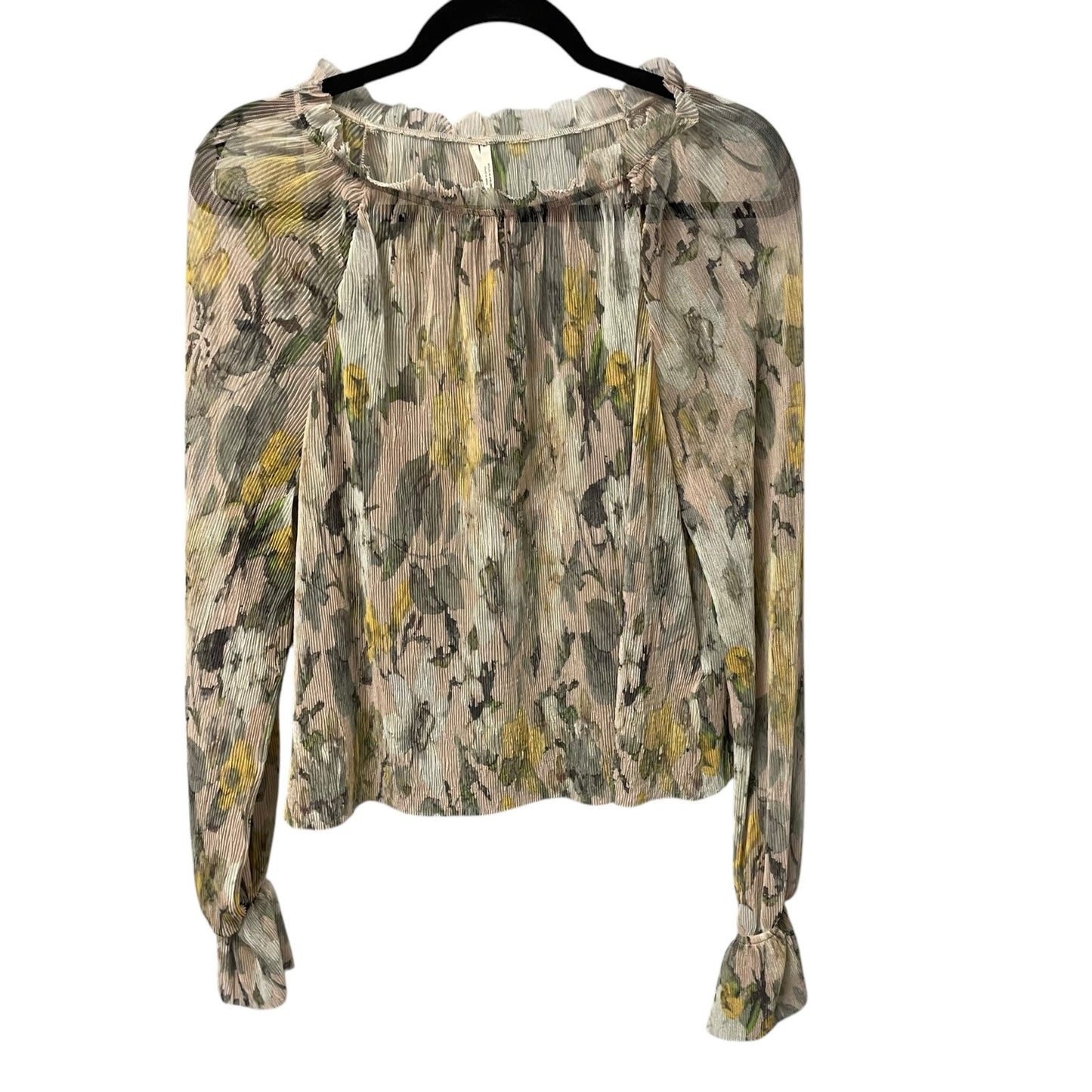 By Anthropologie Long Sleeve Printed Sheer Blouse Womens XS