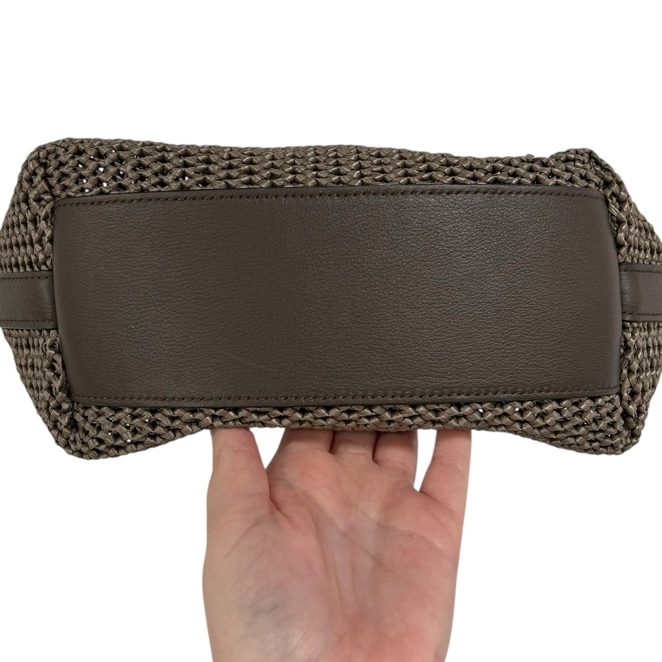 Brunello Cucinelli Brown Interwoven Raffia Effect Single Handle Shoulder Bag