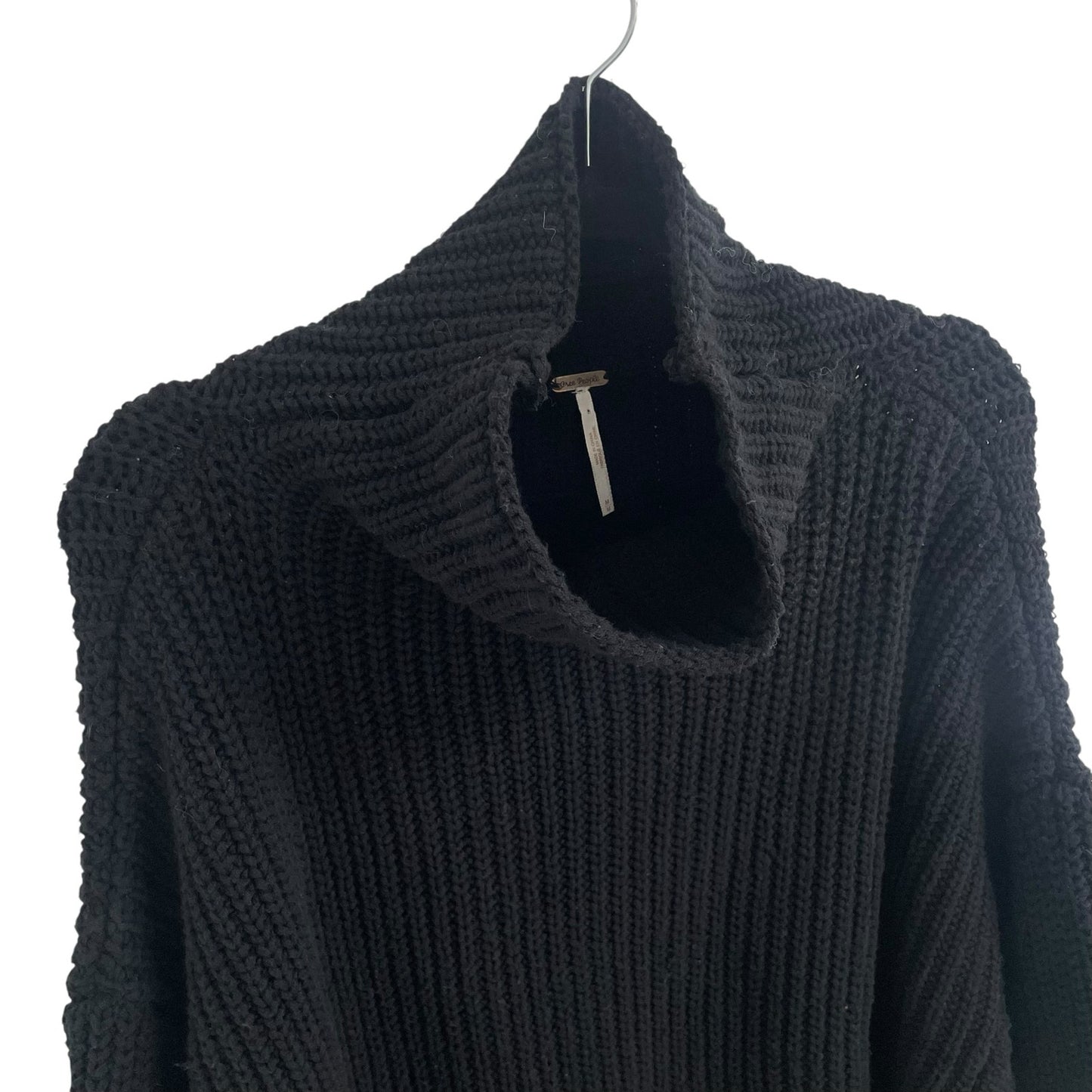 Free People Swim Too Deep Turtleneck Sweater Black Oversized Fit Womens Medium