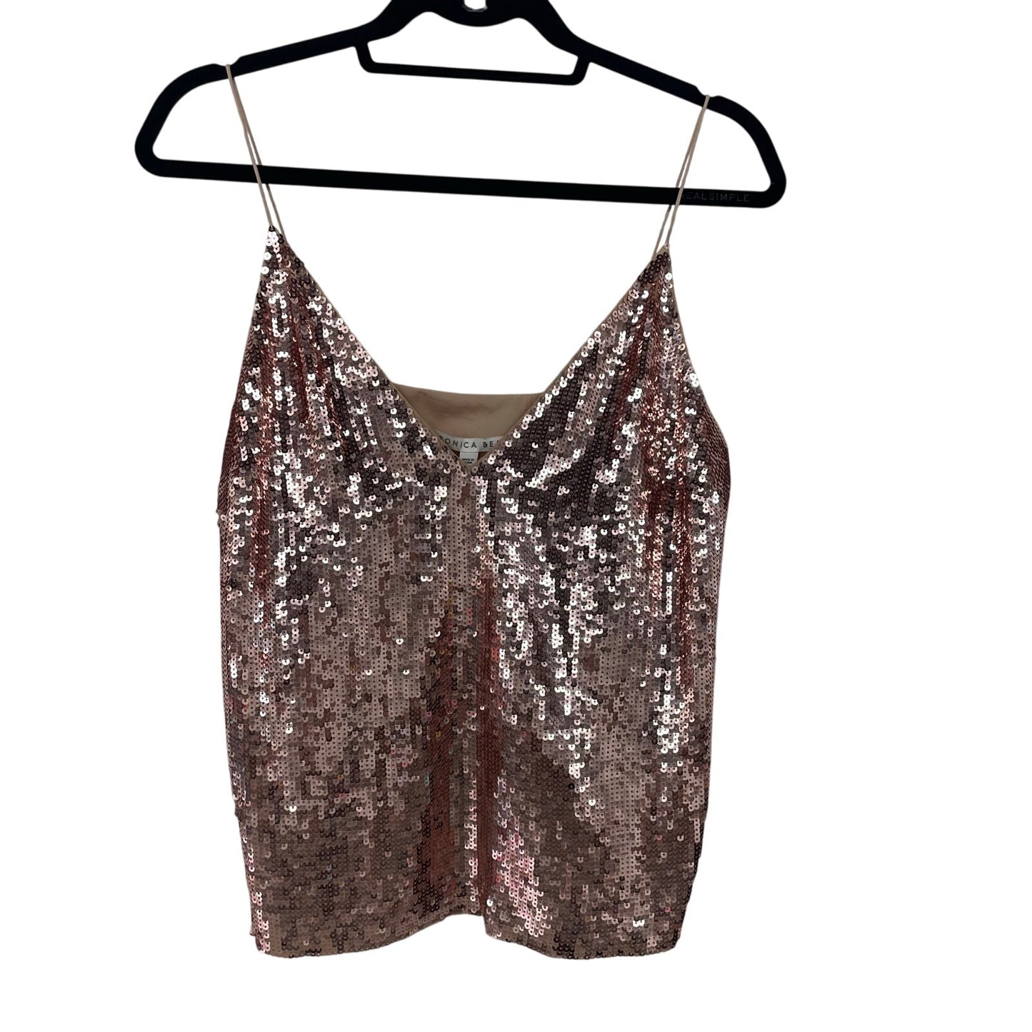 Veronica Beard Coda Cami Tank in Pink Rose Gold Sequins Womens 2