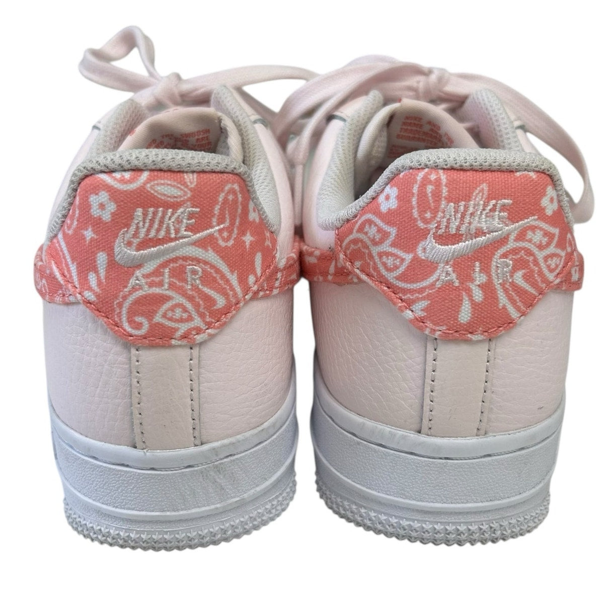 Nike Air Force 1 '07 Pearl Pink Coral White Paisley Lace Up Sneakers Womens 7