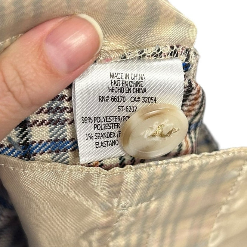 by Anthropologie Malcolm Plaid Tapered Slim Fit Front Zip Trousers Womens 12
