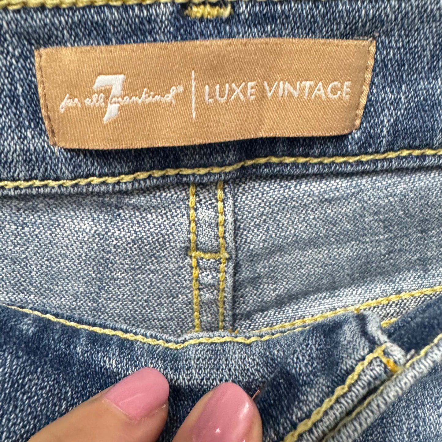 7 For All Mankind Dark Wash High Rise Button Up Straight Denim Jeans Womens 26