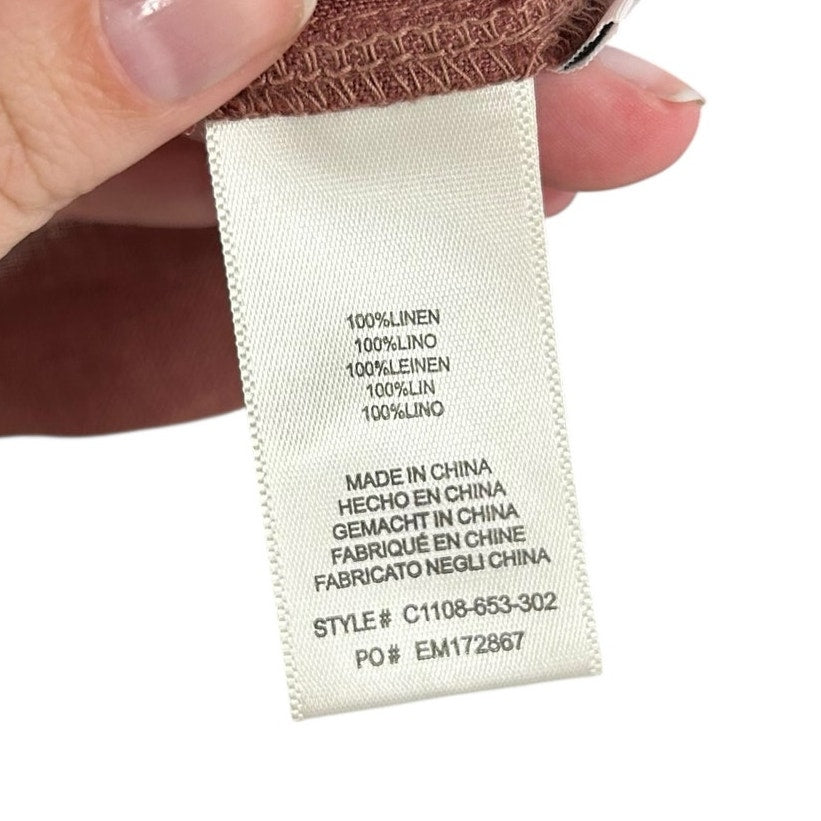 Cloth & Stone 100% Linen Rust Short Sleeve Ruffle Front Tie Top Womens Small
