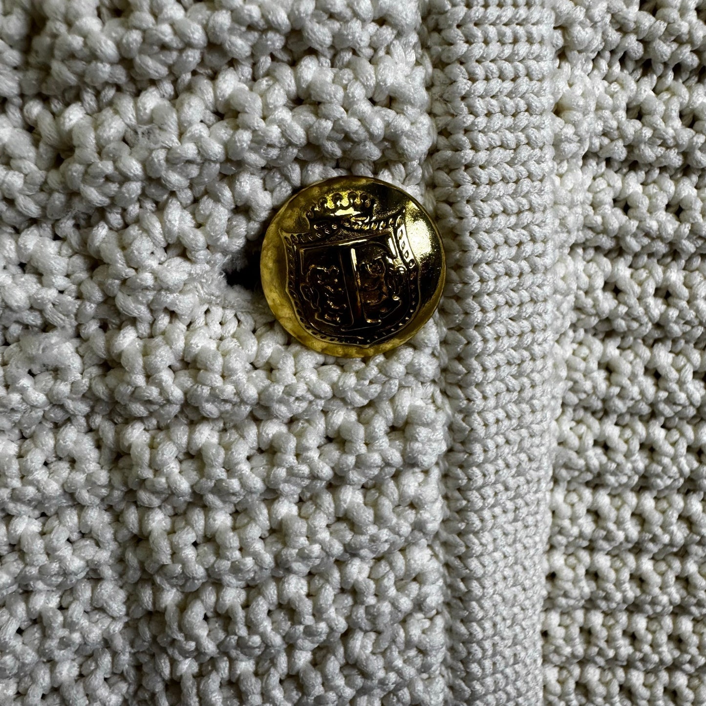 Talbots Cream Textured Knit Long Sleeve Gold Button Down Cardigan Womens 3X