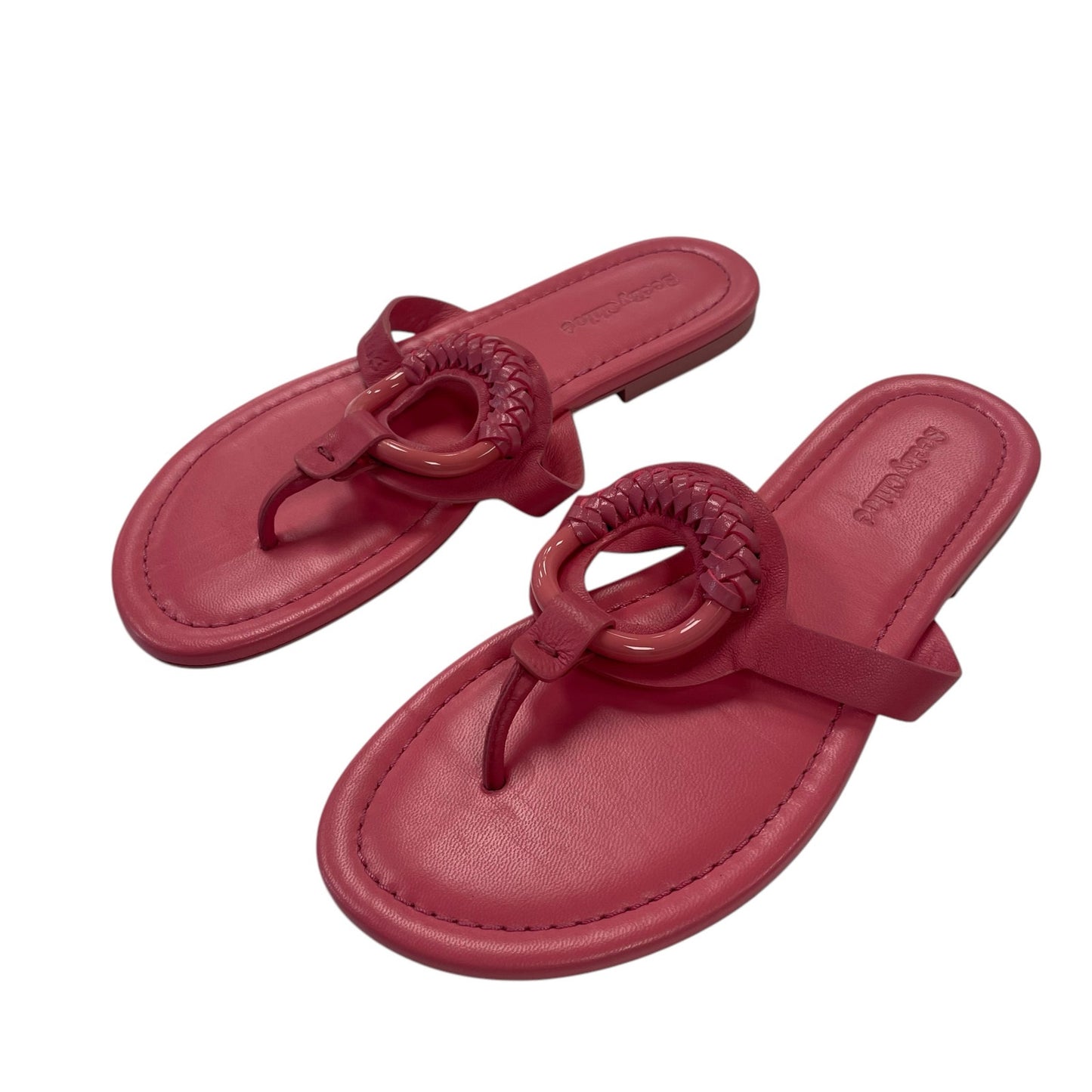See by Chloé Hana Thong Strap Sandals Coral Pink Leather Womens 39 / US 9