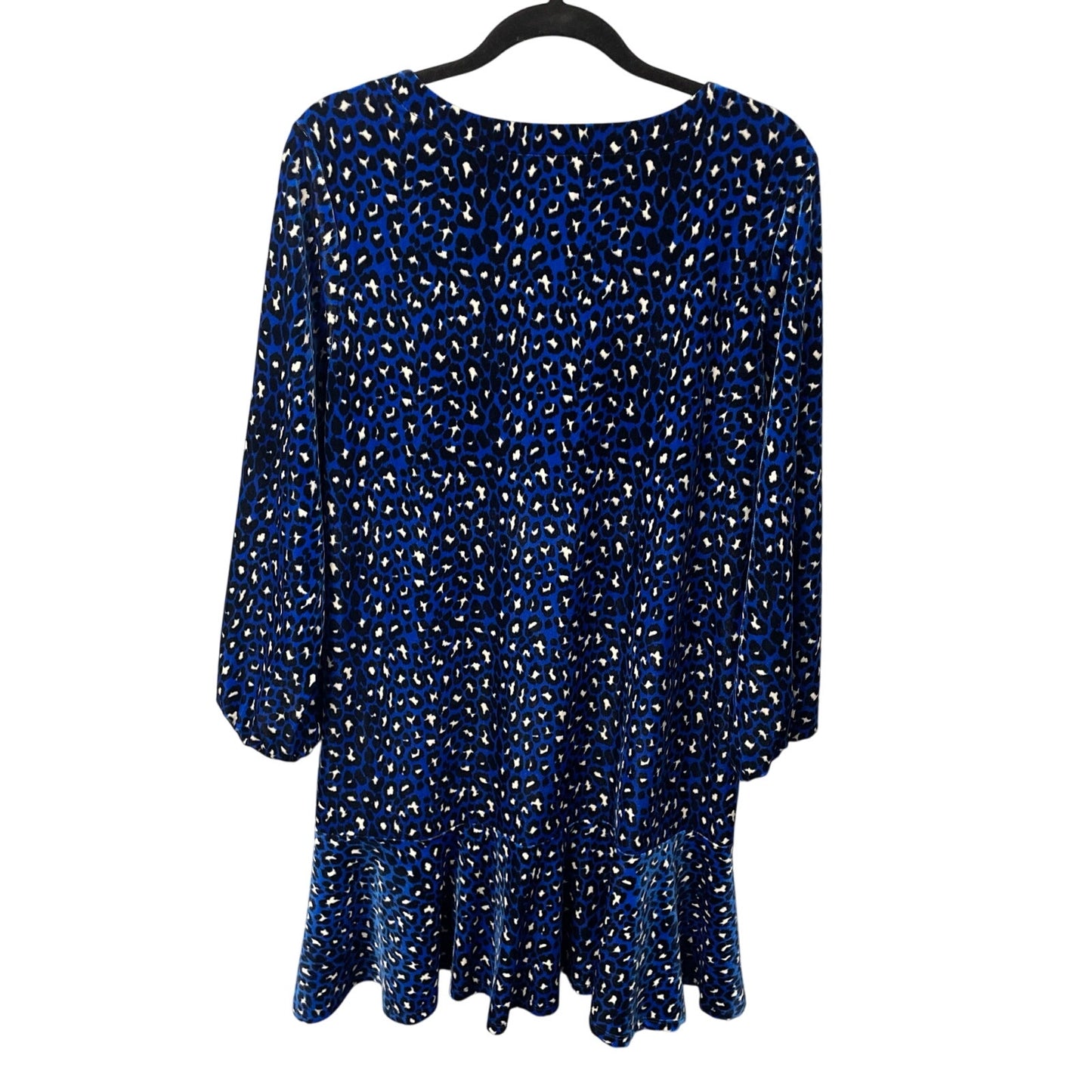 NWT Jude Connally Sadie Mini Dress Royal Blue Navy Velour Leopard Print Large