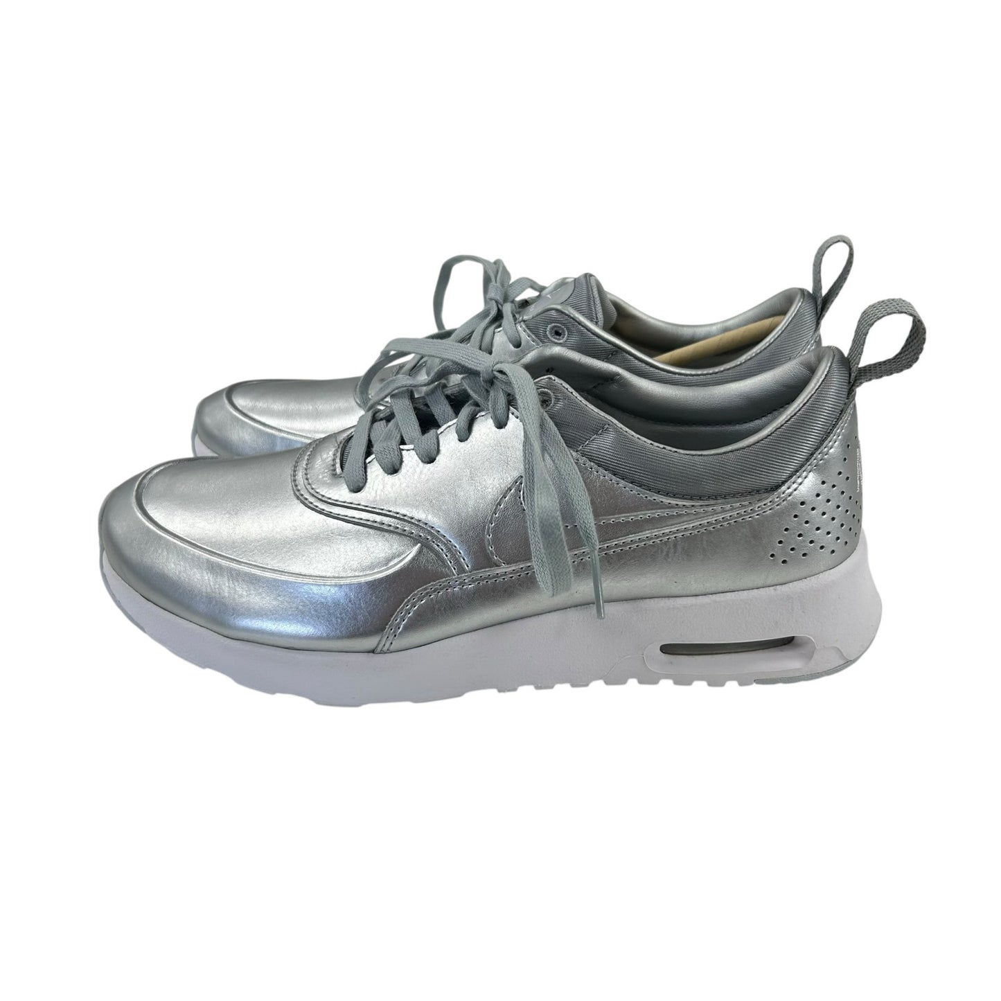 Nike Air Max Thea Metallic Silver Chrome Lace Up Sneakers Womens 7.5