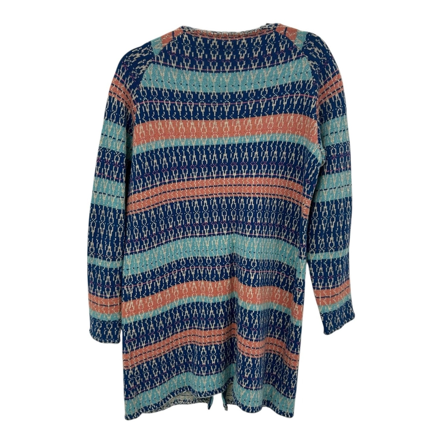Sundance Shoreline Orange Blue Button Up Cardigan Sweater Womens Petite Small